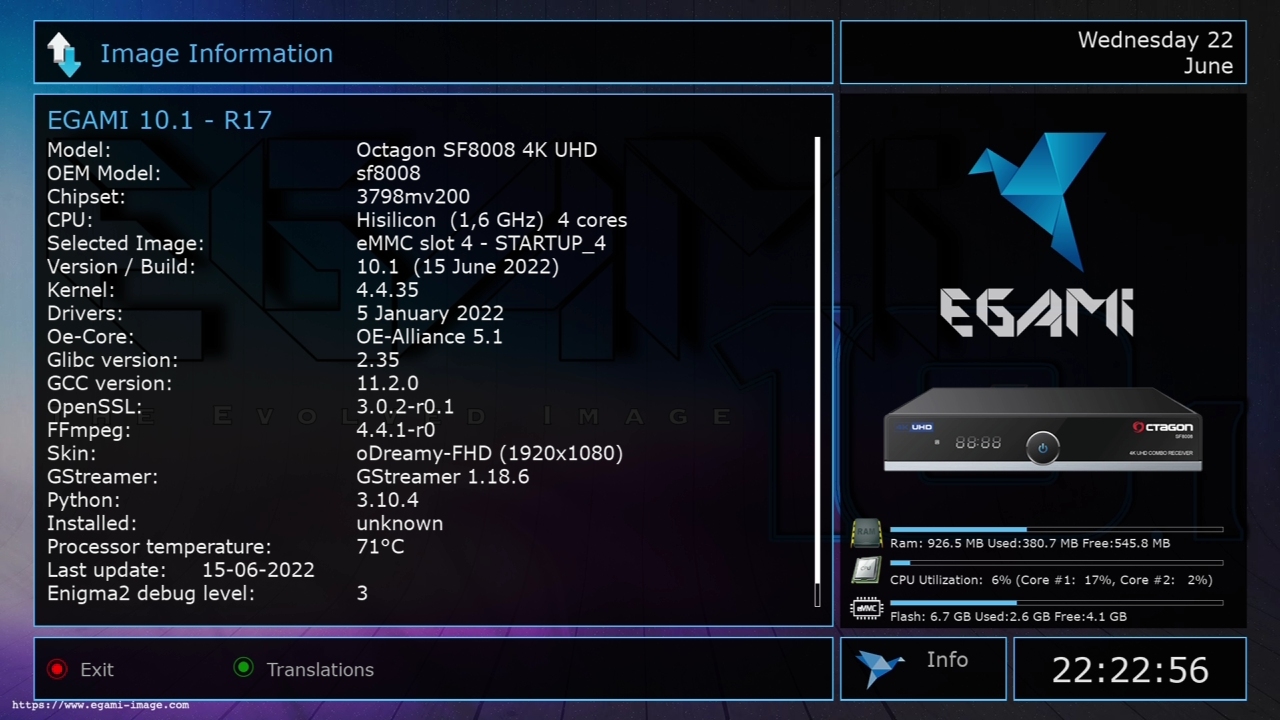 IMAGE] EGAMI-10.1-R17 for Octagon SF-8008 UHD 4K – ENIGMA2